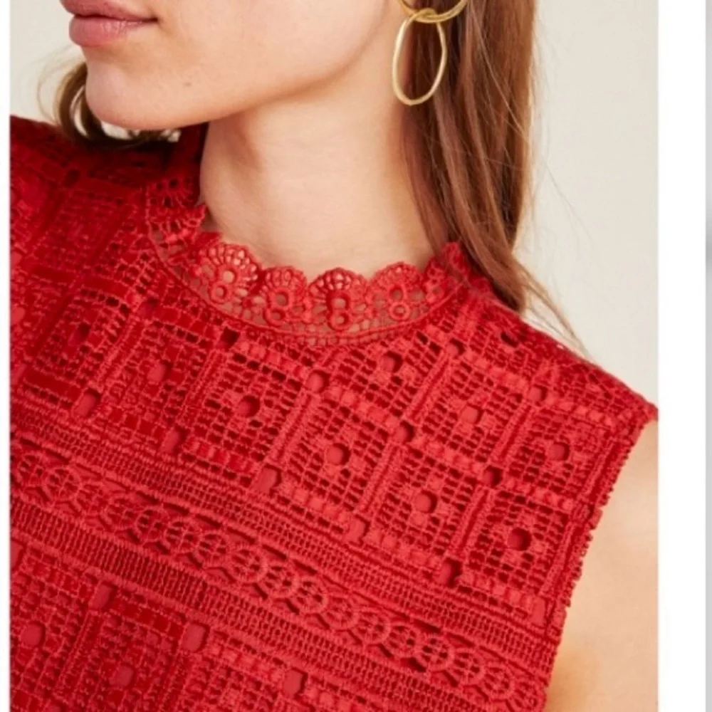 Daniel Rainn for Anthropologie Lourdes Lace Shell Top in Brick Red size Large